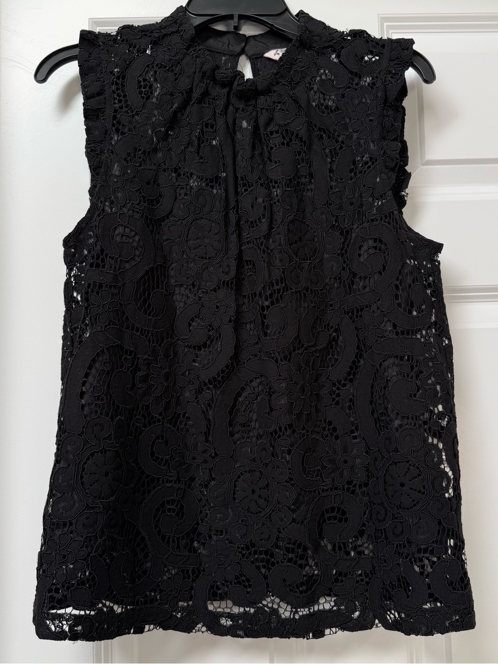 Nanette Lepore black lace sleeveless blouse featuring high mock neckline size M